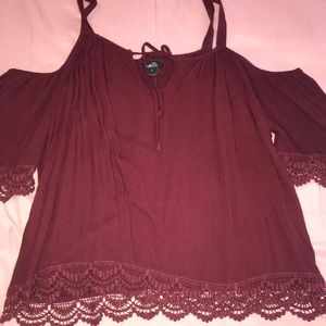 Burgundy off the shoulder blouse